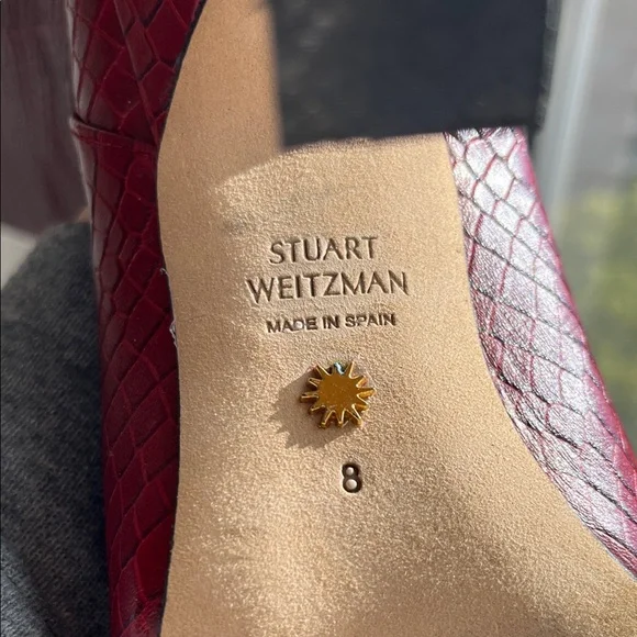 Stuart Weitzman Red Croc Heeled Boots - Picture 6 of 7